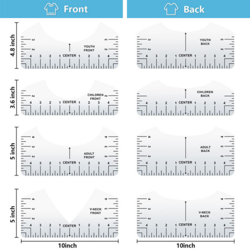 T-shirt Alignment Ruler Set of 8