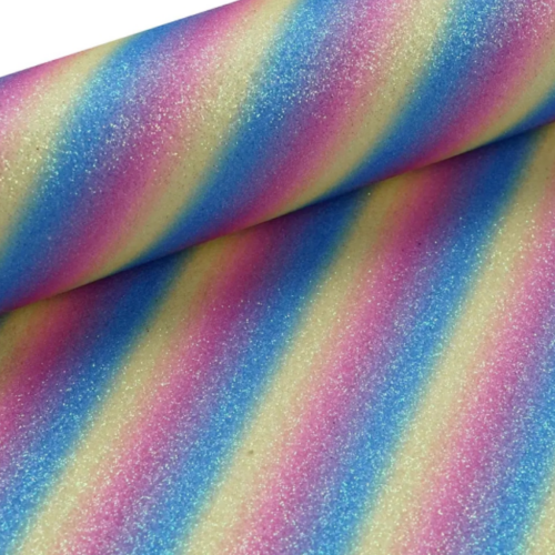 Diagonal Rainbow Stripe Faux Leather