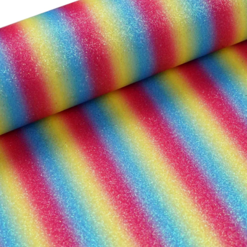 Dark Rainbow Stripe Faux Leather