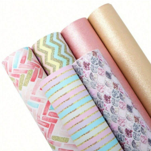 A4 Faux Leather Set - Pink Geometric & Mermaid Scale (6)