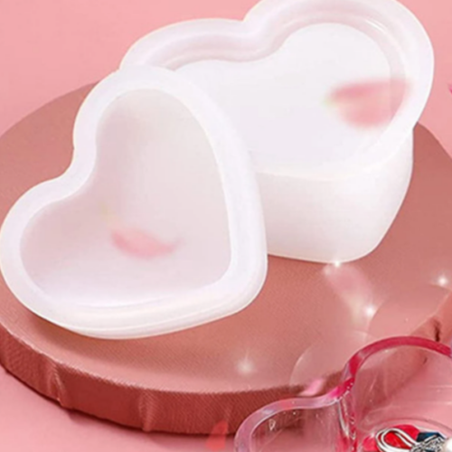 Silicone Mould - Heart Container/Jewelry Box with Lid