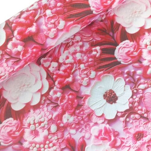 A4 Faux Leather - Pink & White Flowers